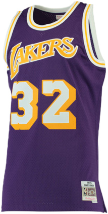 Los Angeles Lakers Magic Johnson Purple Swingman Jersey - Purple Magic Johnson Jersey (421x480), Png Download
