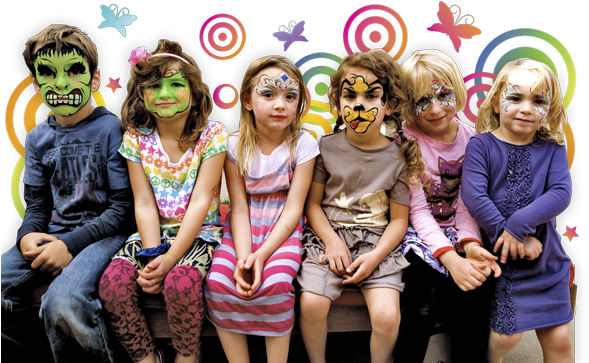 Kids Faces Painted In La - Kids Faces Painted (600x362), Png Download