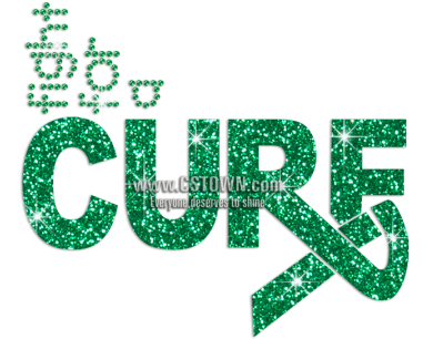 Fight For A Cure With Green Ribbon Glitter Rhinestone - Calligraphy (450x450), Png Download