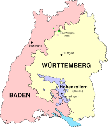 Baden-wuettemberg Regions - Wurttemberg Germany (367x432), Png Download