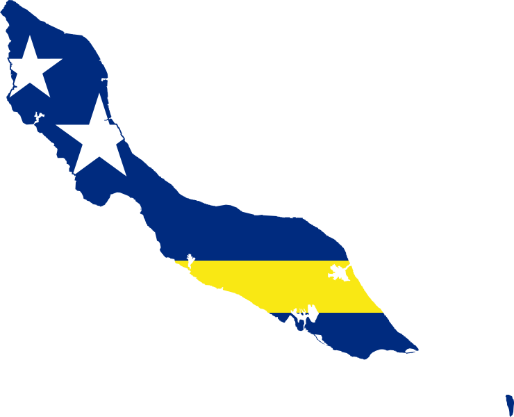 Flag-map Of Curaçao - Curacao Flag Map (740x600), Png Download