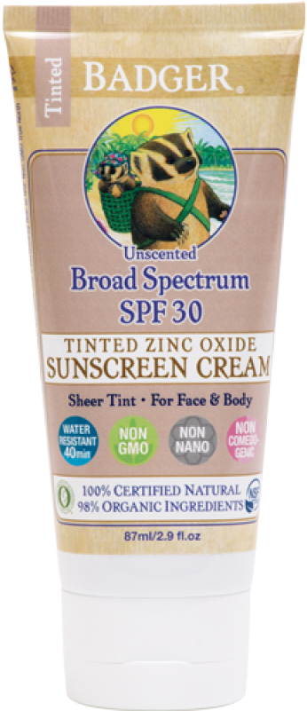 Badger Spf 30 Unscented Sunscreen - Badger - Broad Spectrum Tinted Sunscreen Cream - Spf (800x800), Png Download