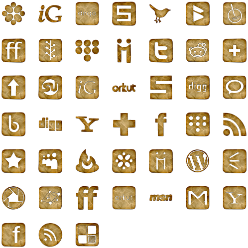 Crumpled Paper Icon Pack By Webtreatsetc - Brown Social Media Icons Png (522x518), Png Download