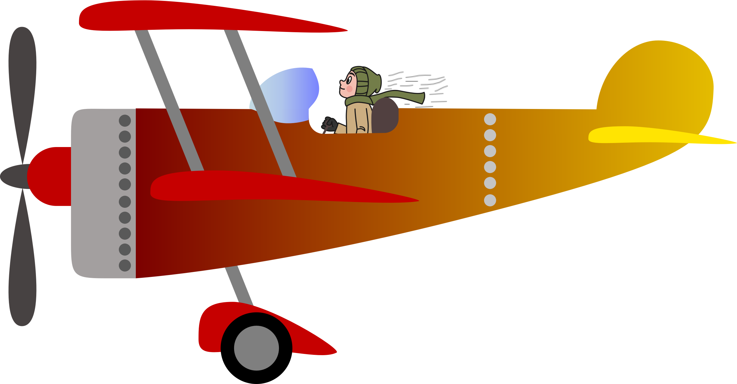 Big Image - Biplane Clipart (2399x1251), Png Download