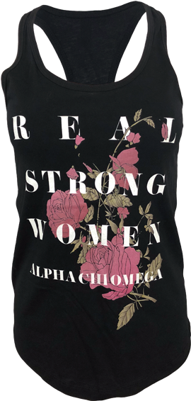Alpha Chi Omega Real Strong Women Rose Tank - Active Tank (464x585), Png Download