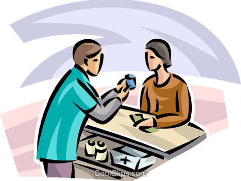 Woman At The Pharmacy Royalty Free Vector Clip Art - Cartoon (480x360), Png Download