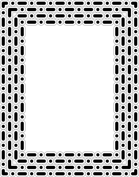 Picture Frames Square Rectangle White Color Free Commercial - کادر تذهیب سیاه و سفید (590x750), Png Download