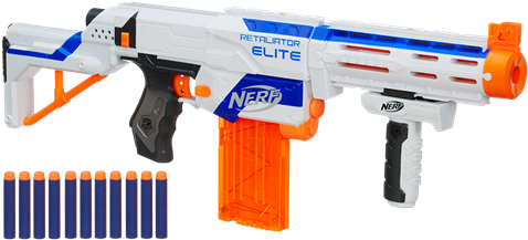 Svg Black And White Download N Strike Elite Retaliator - Retaliator Nerf Gun (489x357), Png Download