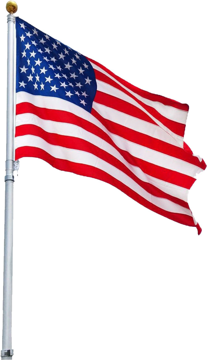 American Flag With Pole (1200x1200), Png Download