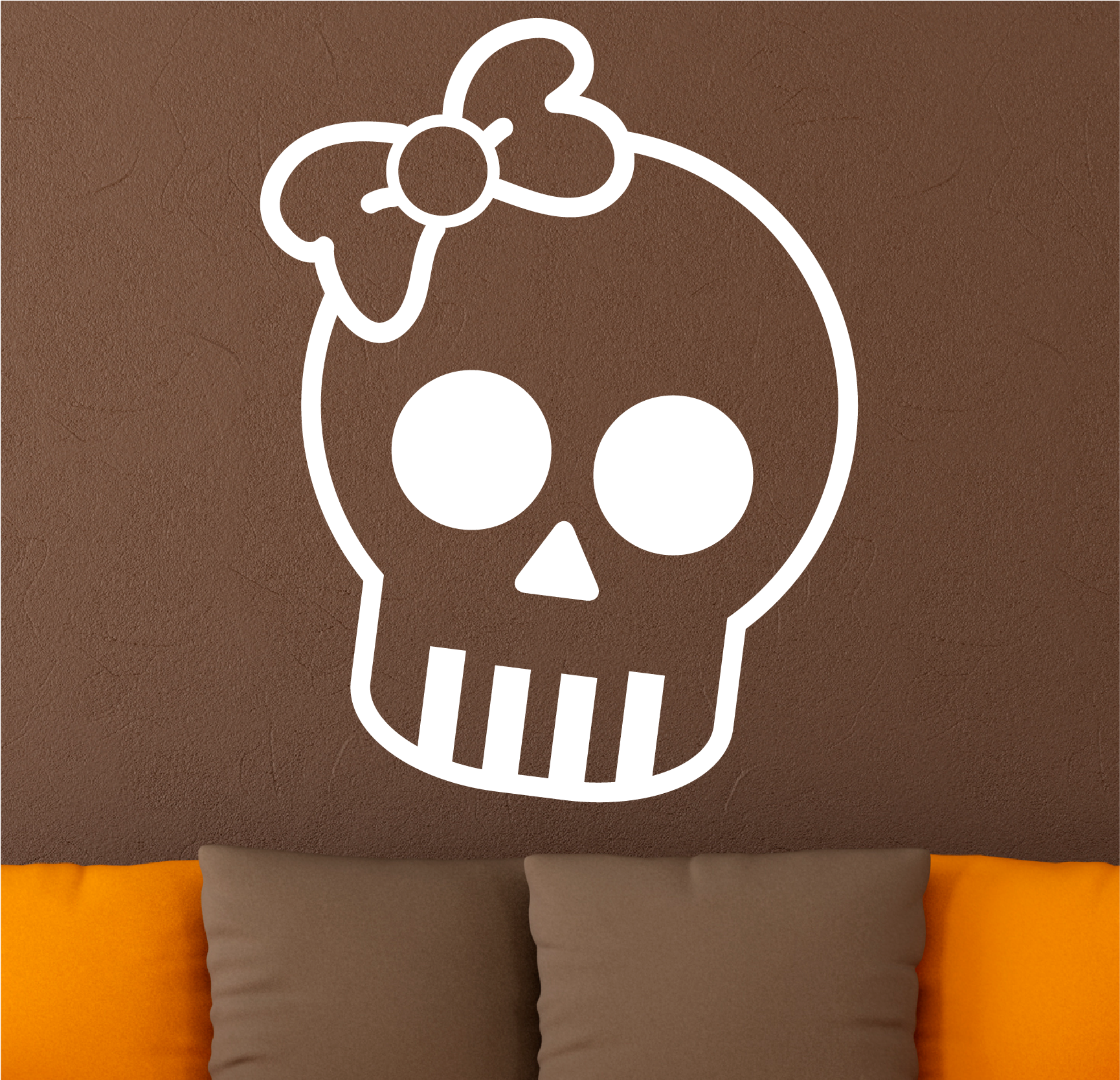 Skull Decal With Bow - Maks (1875x1875), Png Download