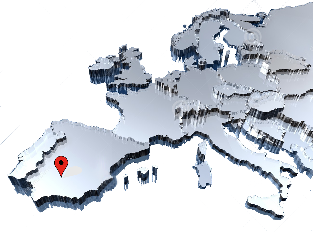 Europe Map 3d Pin - 3d Map Of Europe (1300x1065), Png Download