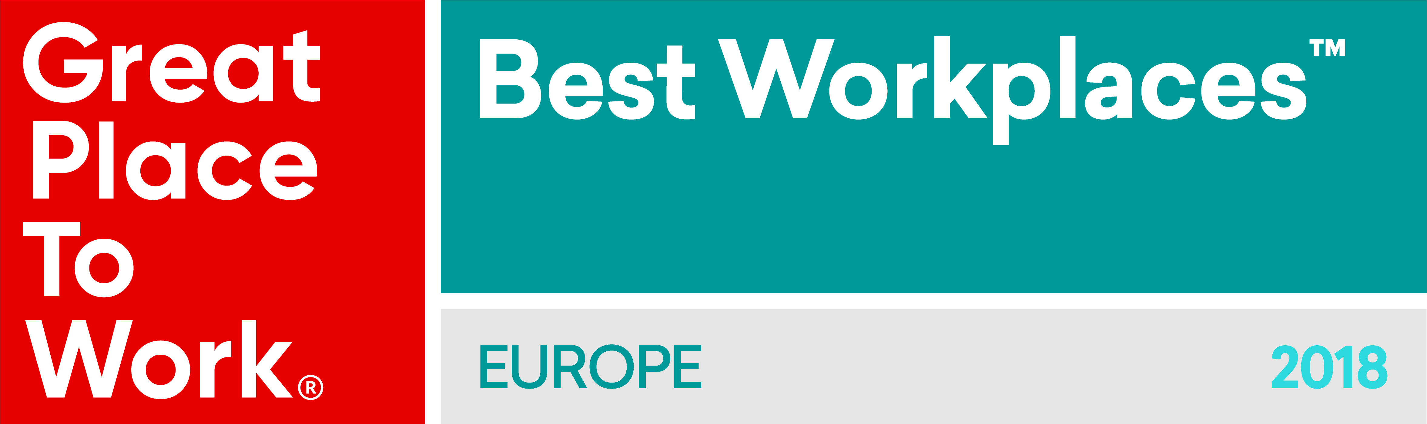 125 Best Workplaces In Europe - Logo Great Place To Work 2018 (4707x1401), Png Download