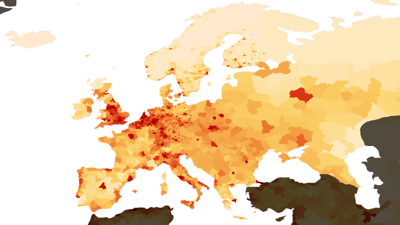 Population Density Europe - الكثافة السكانية في اوروبا (800x450), Png Download
