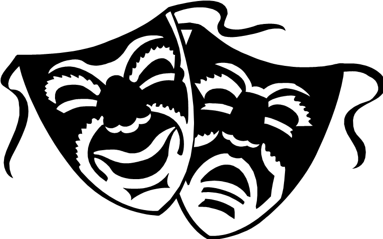 How To Draw Drama Masks - Comedy And Tragedy Masks (775x504), Png Download