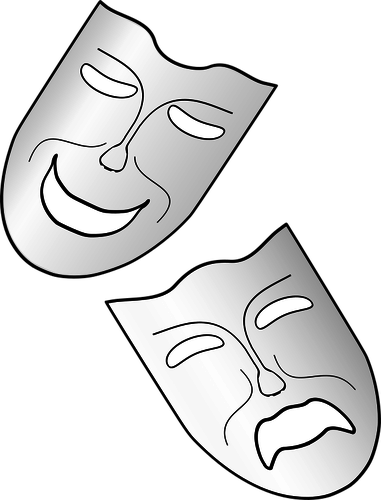 Drama Mask Drawing At Getdrawings - Masti De Teatru Desen (381x500), Png Download