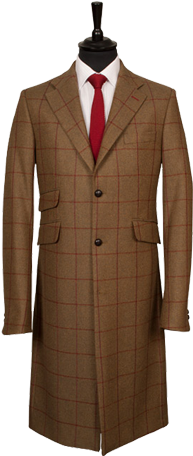 Tweed Check Handmade Overcoat - Rubinacci Napoli For London House Brown Windowpane (257x480), Png Download