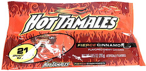 Hot Tamales Fierce Cinnamon Chewy Candies Snack Size - Just Born Hot Tamales Cinnamon 1 Lb (500x500), Png Download
