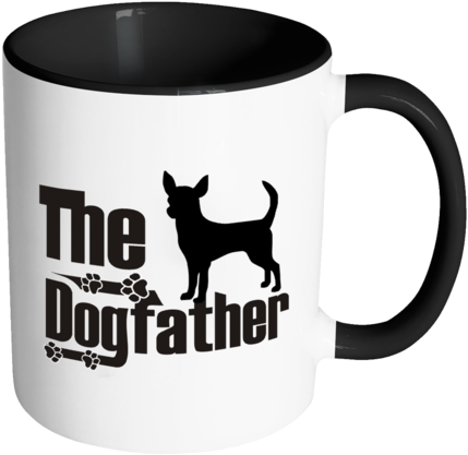 Chihuahua Lover Gifts The Dogfather 11oz Accent Coffee - Chihuahua Dog Black And White Art Printed (480x480), Png Download