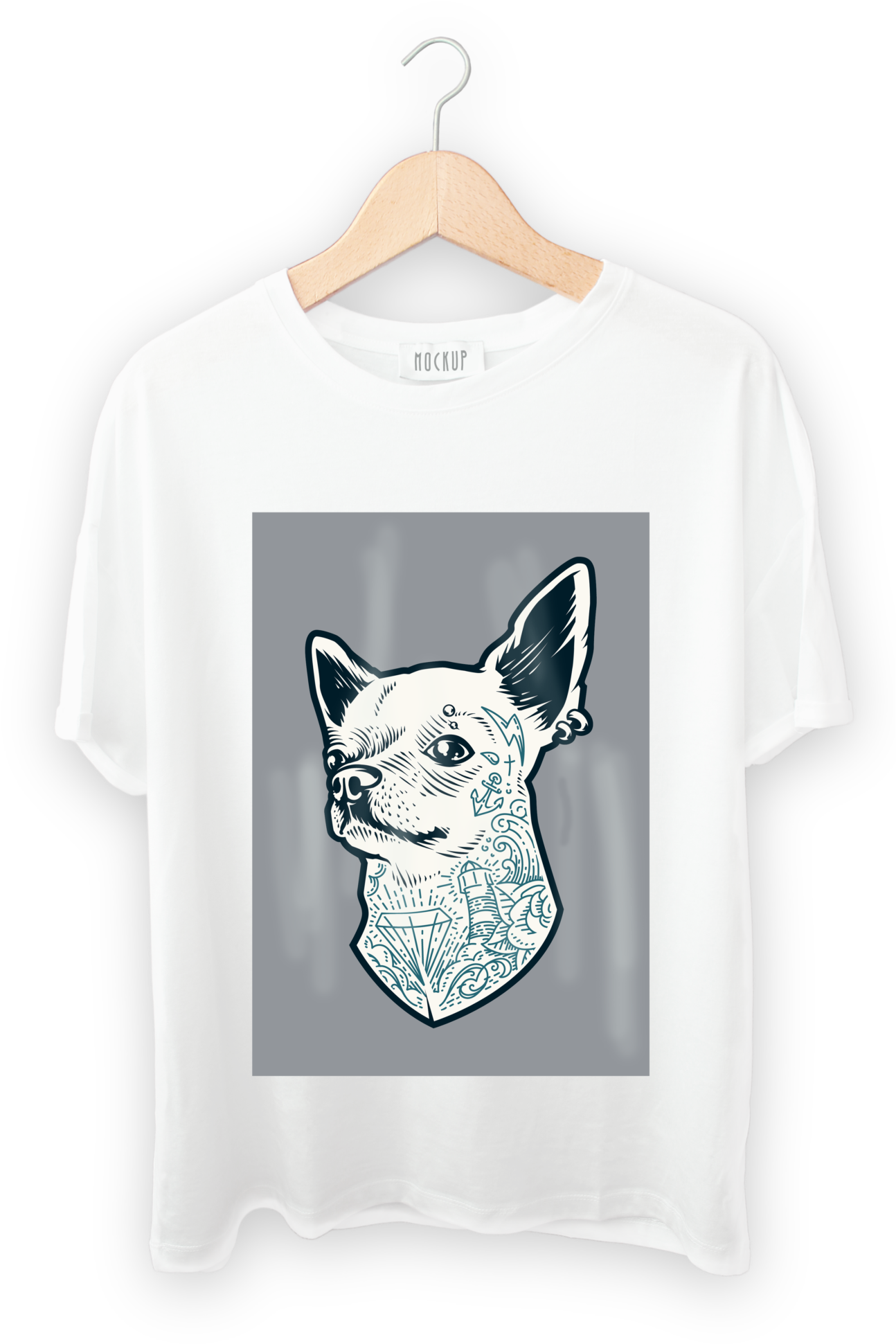Tattooed Chihuahua T Shirt Diginewpress White Printed - Camisa Meu Partido É O Brasil (2048x2048), Png Download