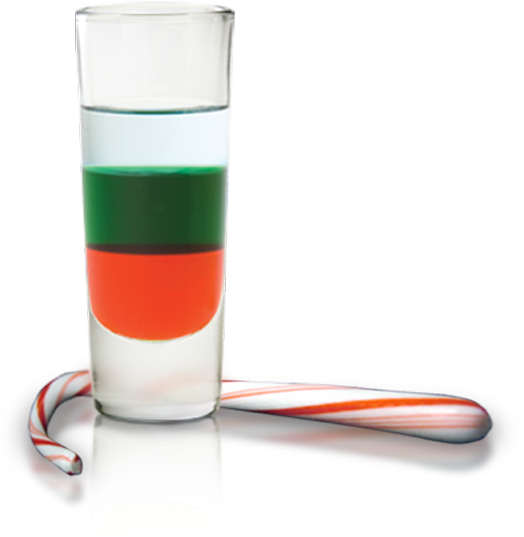 Shot Stacker,layered Shots,holiday Party Drinks,shooter - Candy Cane Shot (530x600), Png Download