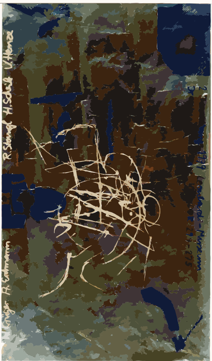 Painting - Moderne Kunst Im Blau Und In Brown Grußkarte (900x1532), Png Download