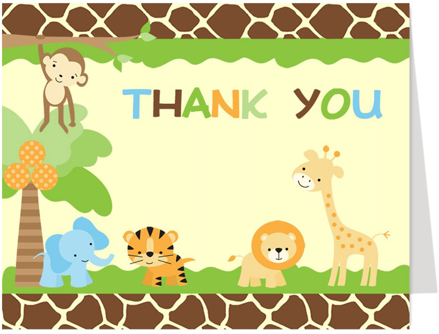 Jungle Safari Png Background Image - Safari Themed Thank You Cards (900x900), Png Download