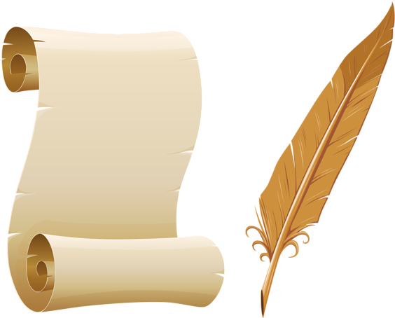 Jpg Scrolled Quill Png Picture Clip Art Pinterest - Paper And Pen Png (600x474), Png Download