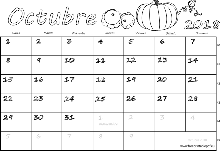 Calendario De Octubre 2018 (437x300), Png Download