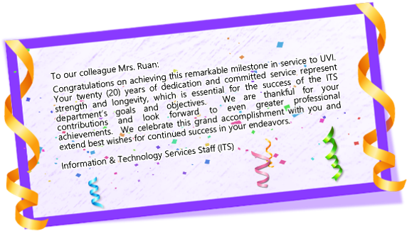 Its Enterprise Data & User Services Department Honoree - Congratulations Of Years Of Service Award (600x338), Png Download