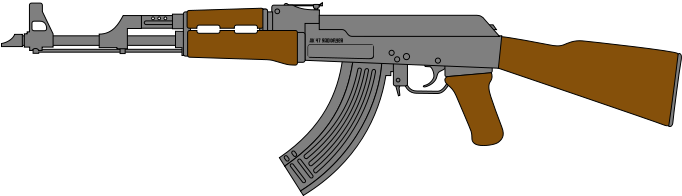 Clipart Gun Ak47 - Ak 47 Gun Drawing (682x204), Png Download