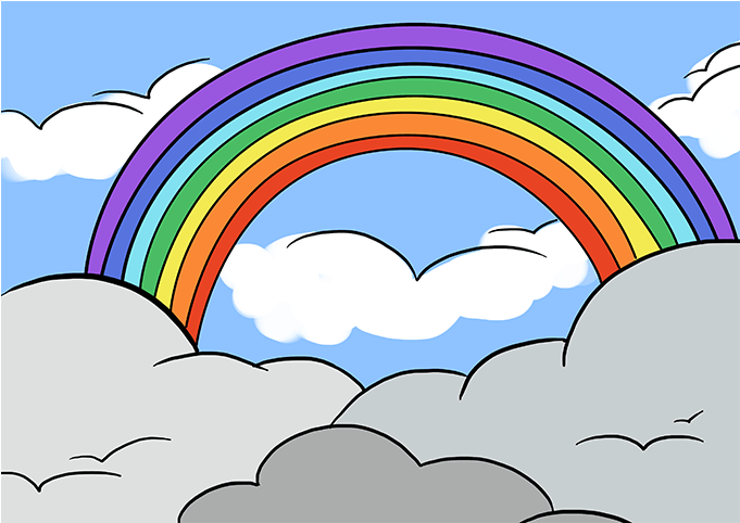 How To Draw Rainbow - Drawing (680x678), Png Download