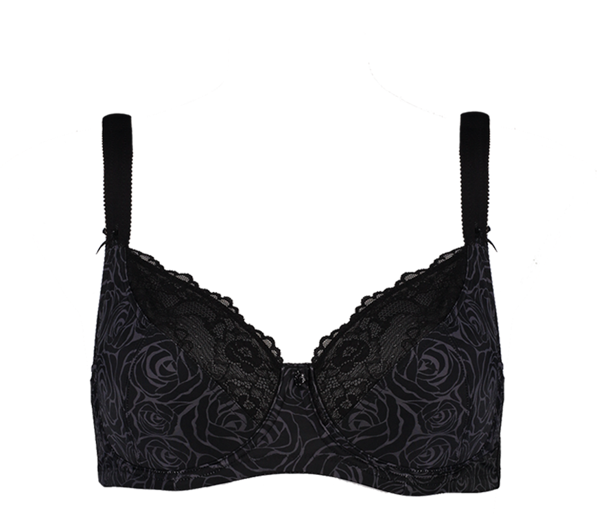 Support Swirly Rose Bra Black Brad04 2052black - Bra (1000x926), Png Download