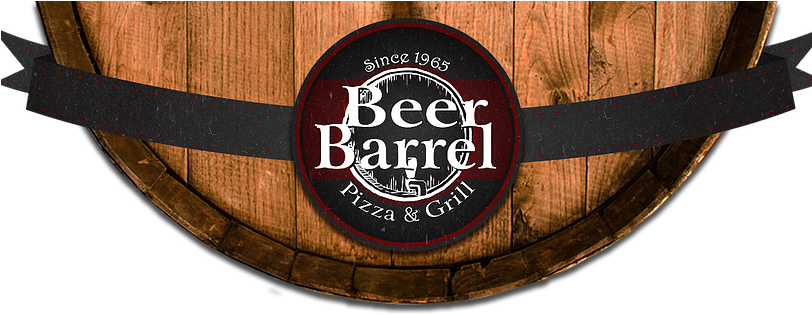Beer Barrel Pizza Amp Grill Menu - Beer Barrel Pizza Logo (811x344), Png Download