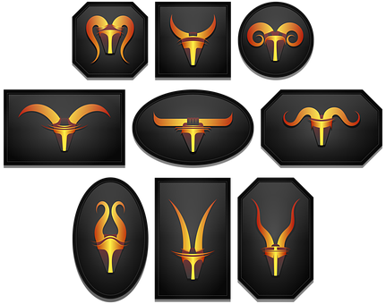 Stylised, Horns, Frames, Black - Boxed Animal Horns Mugs (431x340), Png Download