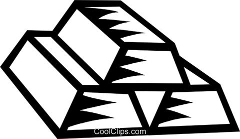 Gold Bars Royalty Free Vector Clip Art Illustration - Gold Bar Clipart Black And White (480x277), Png Download