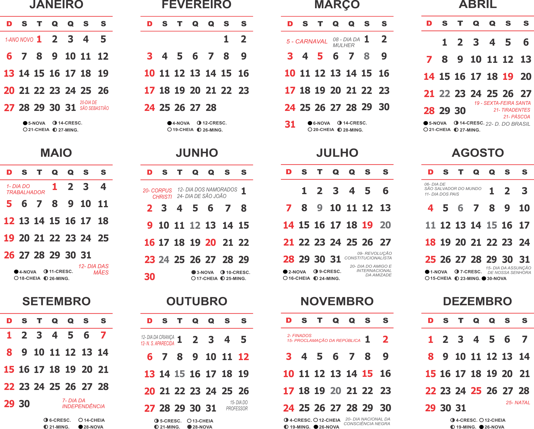 Base Calenda Rio 2019 Simples Com Feriados Calendario 2019 Com Feriados Full Size Png Download Seekpng