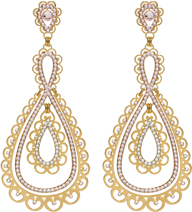 Shiyaya Earring Stud Teardrops Gold, Gold Quartz - Earring (750x750), Png Download