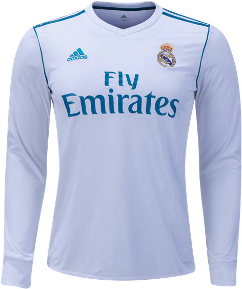 Real Madrid Long Sleeve Home Jersey 17/18 - Real Madrid Jersey 2018 (600x600), Png Download