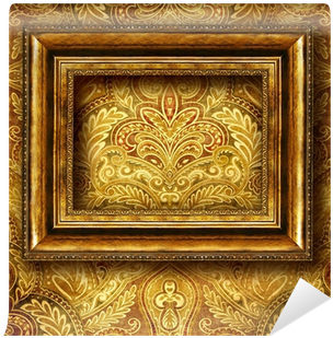 Retro Background With Blank Wooden Frame Wall Mural - Oriental Vintage Pattern Twin Duvet (400x400), Png Download
