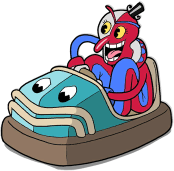 Bumper Cars - Cuphead Boss Beppi The Clown (393x351), Png Download