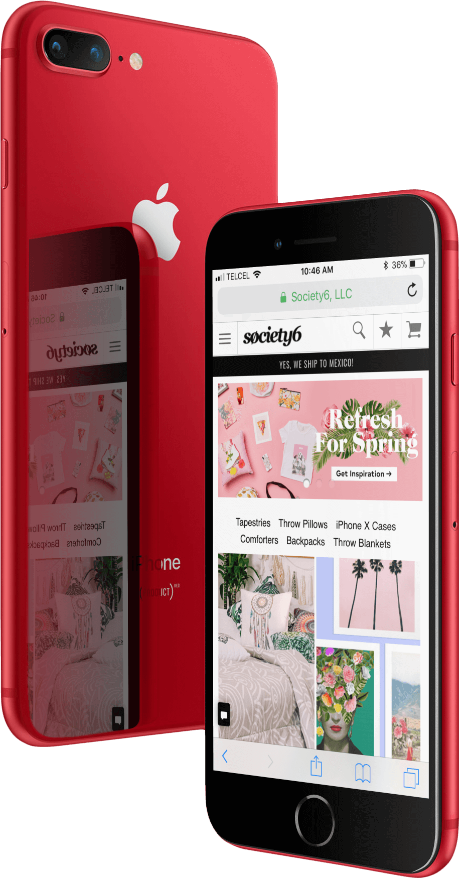 Red Iphone - Red Iphone 8 Mock Up (1440x1920), Png Download