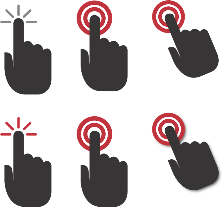 Hand,click,click Here,finger,touch,click Icon,icon, - Click Through Rate Icon Png (500x459), Png Download