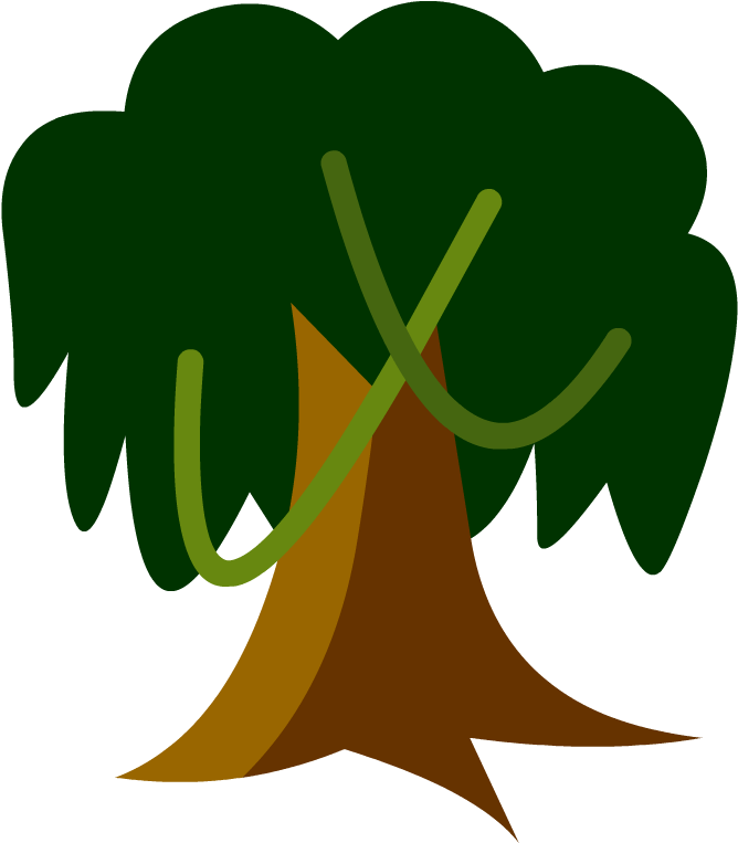 Tree In A Tropical Rainforest Cartoon (880x880), Png Download