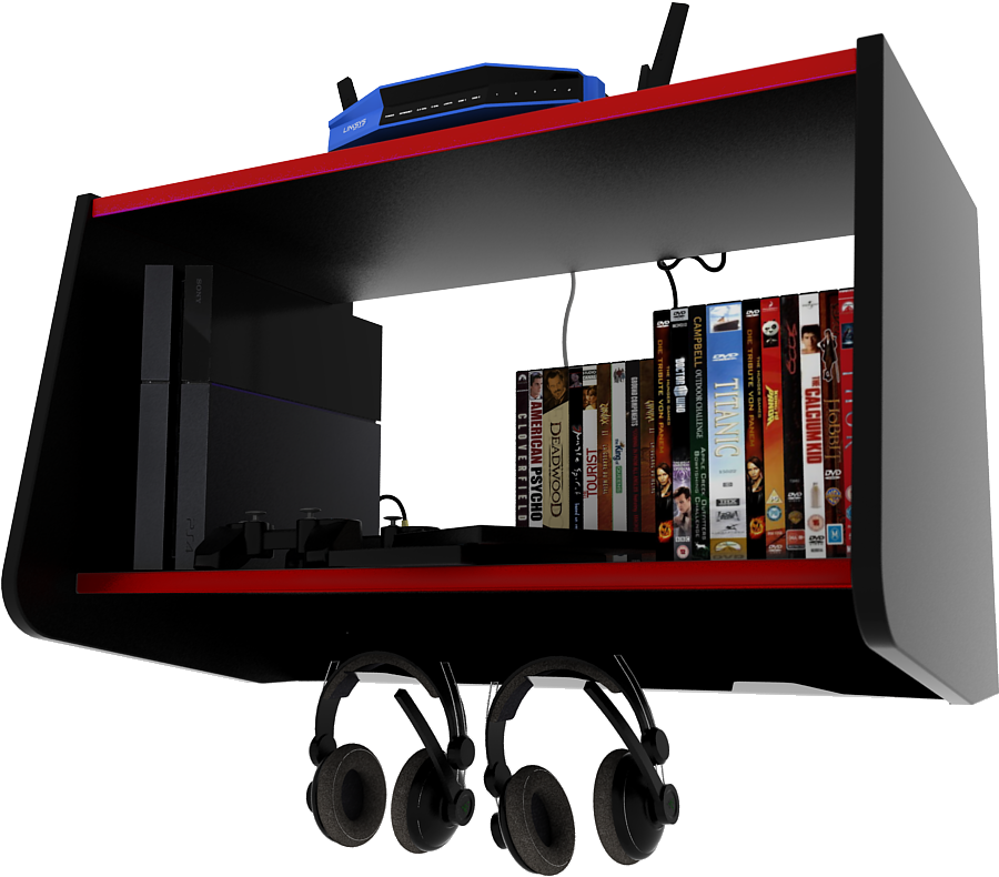 The Eboxxx Gaming Shelf From Our Series With The Hooks - Shelf (933x825), Png Download