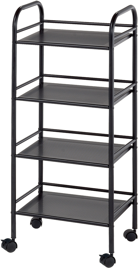 Blue Hills Studio Storage Cart, 4 Shelves, Black - Blue Hills Studio Sh4bk 4-shelf Storage Cart - Black (482x900), Png Download