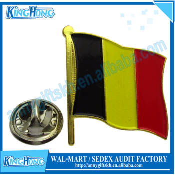 Gold Metal Belgium Country Flag Lapel Pin - Badge (350x350), Png Download