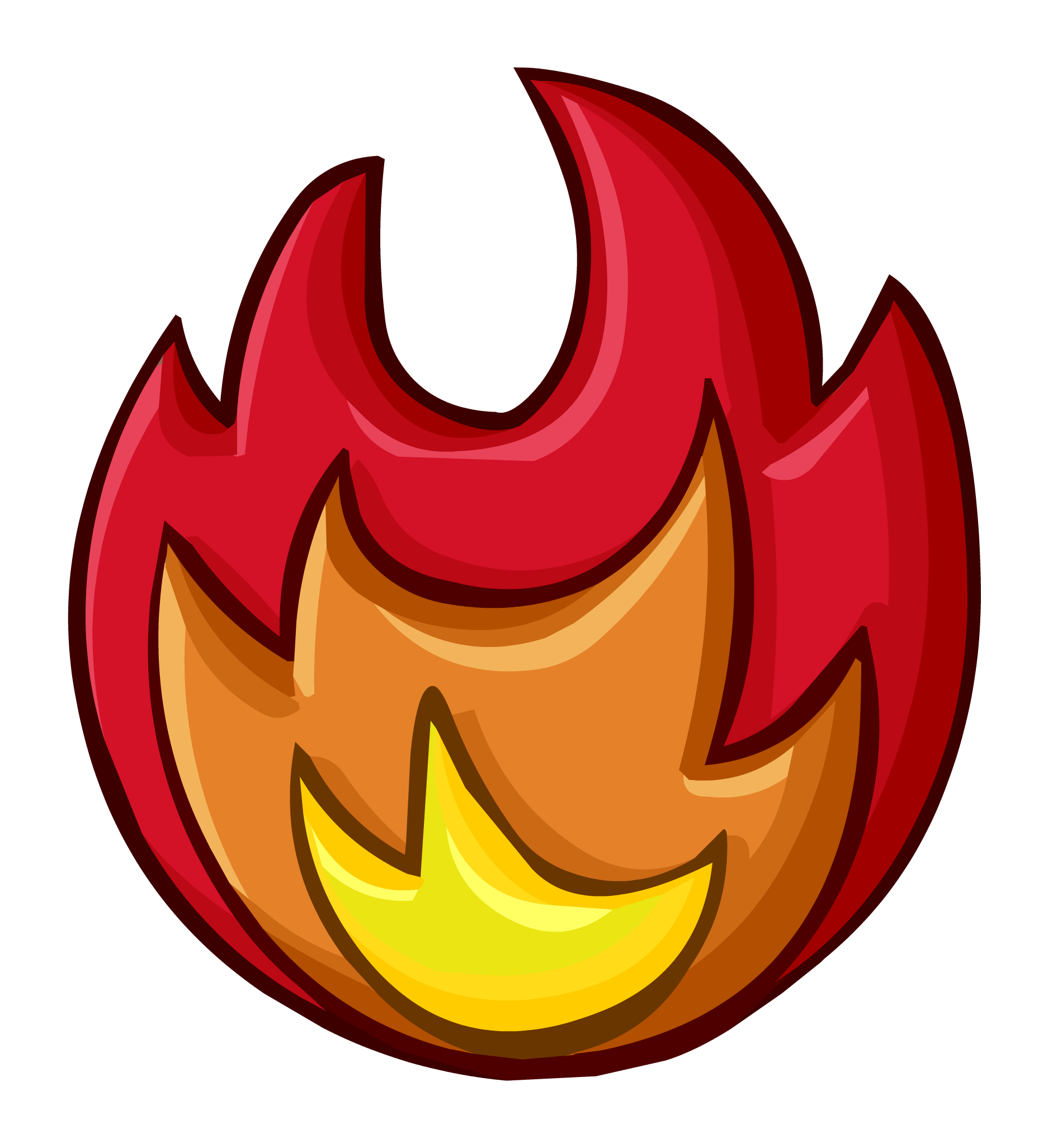 Fire Pin - Png - Club Penguin Fire Symbol (1874x2053), Png Download
