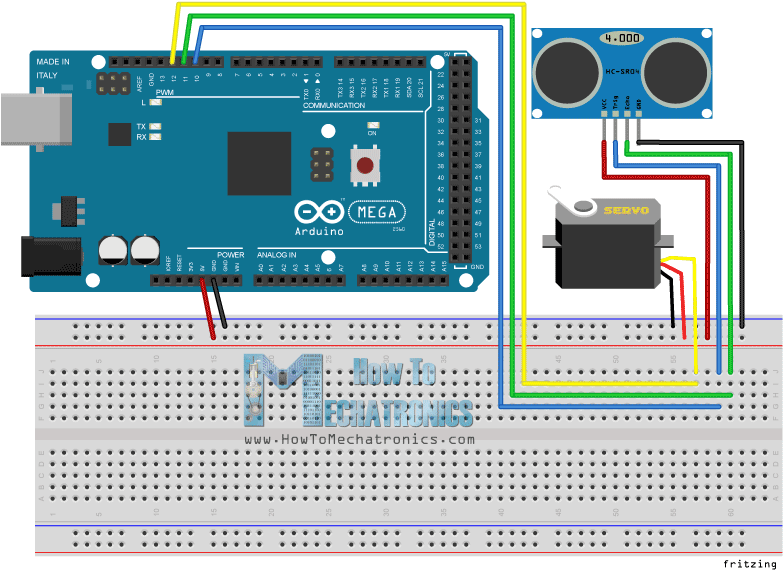 Arduino Radar Circuit Schematics - Arduino Mega Esp8266 Connection (800x580), Png Download