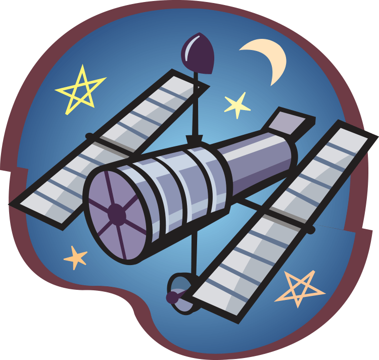 Cartoon Illustration Of Large Space Telescope Surrounded - Science (750x713), Png Download