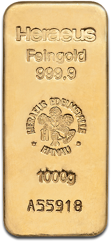1000g Gold Bar Heraeus - Heraeus 1kg Gold Bar (268x500), Png Download